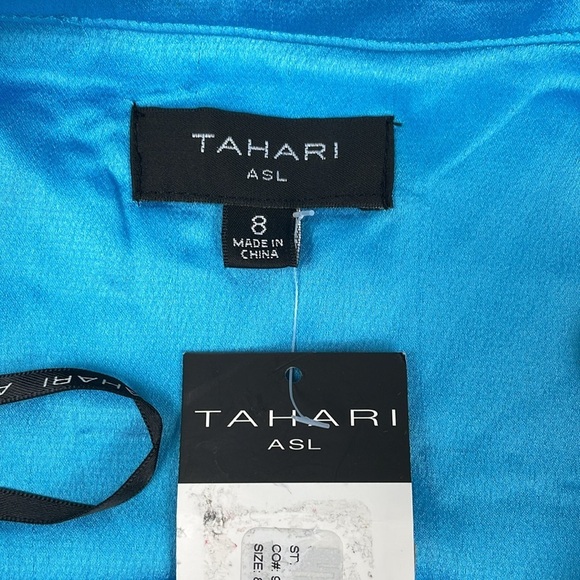 NWT TAHARI ASL Collared Midi Dress In Blue Faux Wrap Long Sleeve Sz 8 - Picture 10 of 14